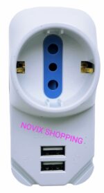 PRESA CORRENTE TRIPLA CON   2 PRESE ADATTATORE ALIMENTATORE USB 2.1 A 5V.
