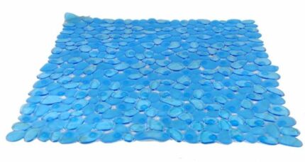 TAPIS DOUCHE ANTIDHERAPANT GALETTE BLEU AVEC VENTOUSES
