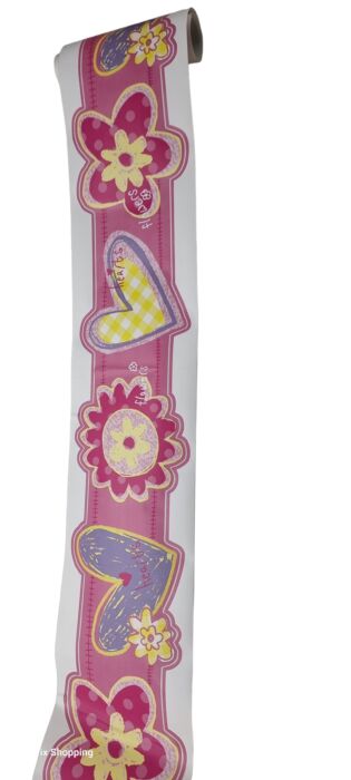 BORDURE ADHÉSIVE FLEURS ET COEURS