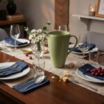 CARAFFA ARTIGIANALE IN CERAMICA VERDE FATTA A MANO CASA DECO - immagine 2