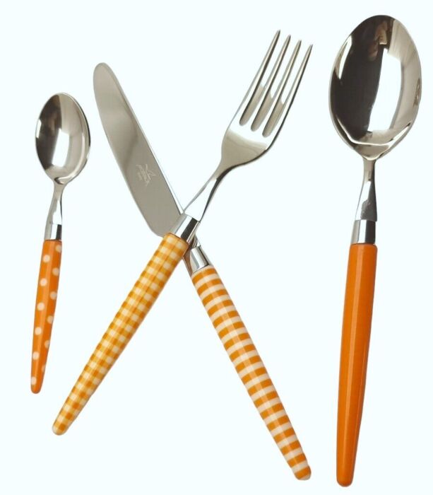 product-18145-0-ea7f41b4-700 ENSEMBLE DE 24 COUVERTS COLOR BY MORI EN ACIER 18/10 / MORINOX ORANGE FABRIQUÉ EN ITALIE - immagine 1