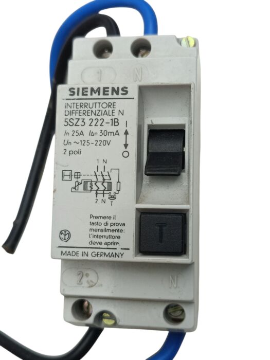 product-18281-0-4885b73a-700 Interruttore differenziale - Siemens - 5SZ3 222 -1B - 2P 220Vac 25A - 30mA IP40 - immagine 1