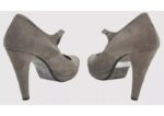 SCARPE DONNA DECOLLETE TACCO ALTO GRIGIO VERA PELLE CAMOSCIO TAG 36 BY ALYSA - immagine 6