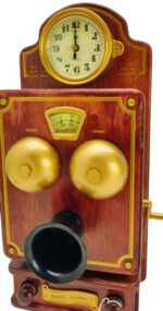 TÉLÉPHONE VINTAGE ANTIQUE DÉCO AVEC HORLOGE ET RADIO 36 X 16 cm. - immagine 6