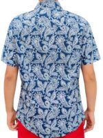 CHEMISE D'ÉTÉ BLEU AVEC DESIGN EN BLANC À MANCHES COURTES TAILLE L PAR LEE COOPER - immagine 4