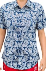 CHEMISE D'ÉTÉ BLEU AVEC DESIGN EN BLANC À MANCHES COURTES TAILLE L PAR LEE COOPER - immagine 2