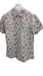CHEMISE BLEUE À MOTIF FLORAL MANCHES COURTES TAILLE M BY LEE COOPER