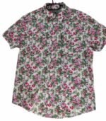 CHEMISE BLANCHE À FLEURS ROUGES À MANCHES COURTES TAILLE S  PAR HEROD