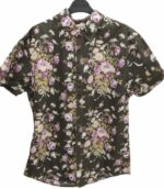 CHEMISE À FLEURS VIOLETTES BRUNES À MANCHES COURTES TAILLE L PAR LEE COOPER