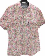 CHEMISE BLANCHE À FLEURS ROSES MANCHES COURTES TAILLE M BY HEROD