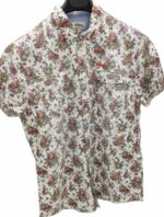 CHEMISE BLANCHE À FLEURS ROUGES MANCHES COURTES TAILLE M PAR LEE COOPER