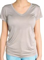 T-SHIRT DONNA SCOLLO V MANICHE CORTE TORTORA  BY ORIGINAL MARINES - immagine 3