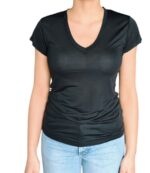 T-SHIRT DONNA MANICHE CORTE SCOLLO V NERO BY ORIGINAL MARINES TAG. XS, S, M - immagine 3