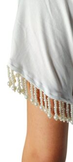 MAGLIETTA DONNA BIANCA MANICHE c/ PERLINE TAG. M BY HELLEN BARRETT MADE IN ITALY