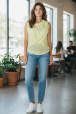 MAGLIETTA SENZA MANICHE CANOTIERA DONNA GIALLO TAG. XS, S BY ORIGINAL MARINES - immagine 2