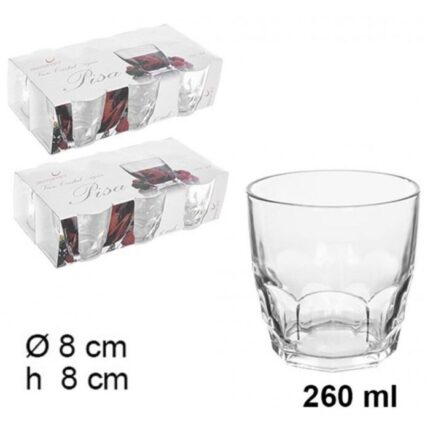 BICCHIERI IN VETRO (6 pz.) PER ACQUA VINO COCKTAI 260 ml.  CASA RISTORANTE BAR PUB
