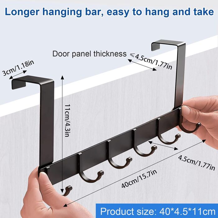 product-19697-0-7e0833f5-700 Attaccapanni APPENDIABITI Da Porta con 5 Ganci nero - immagine 1
