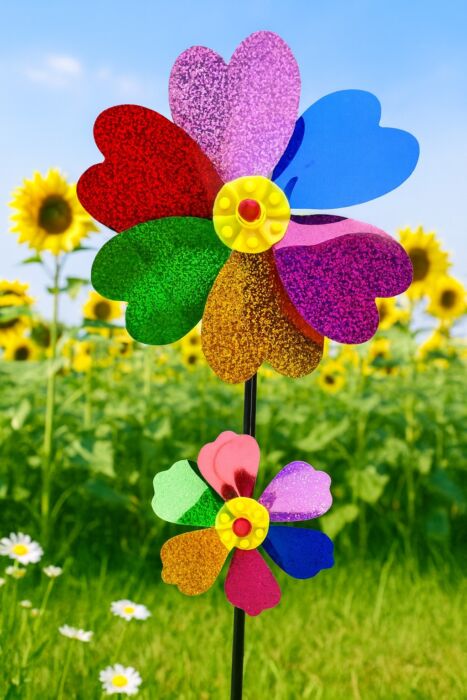 product-19733-0-8315daed-700 GIRANDOLA A VENTO SCACCIA UCCELLI DECO GIARDINO DOPPIA - immagine 1