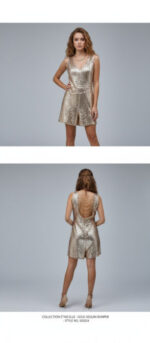 TUTA CORTA IN PAILLETTES ORO BY HELLEN BARRETT  TAG. XS - immagine 3