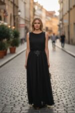 ABITO DONNA NERO LUNGO SMANICATO TAG. - immagine 4