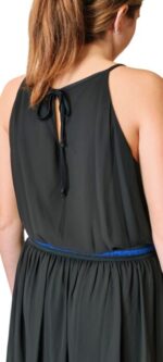 VESTITO NERO LUNGO ELEGANTE CON FASCIA BLU TAG. - immagine 4