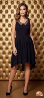 VESTITO DONNA ELEGANTTE NERO COLLIER TAGLIA