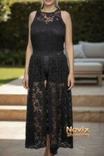 ELEGANTE  ABITO TUTA IN PIZZO NERA - immagine 3