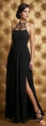ABITO ELEGANTE SMANICATO NERO LUNGO HELLEN BARRETT