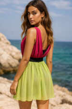 ABITO DONNA CORTO FUXIA / VERDE PISTACCHIO TAG.