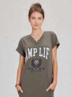 ABITO DONNA T-SHIRT VERDE MILITARE COTONE