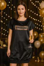 Mini Dress Luxury in Raso con Dettaglio Gioiello