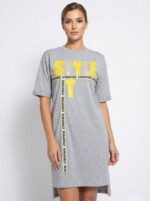 ABITO T-SHIRT  GRIGIO  “STYLE IT”  ORIGINALE CON PERLINE - immagine 3