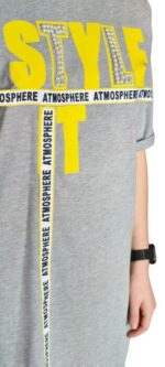 ABITO T-SHIRT  GRIGIO  “STYLE IT”  ORIGINALE CON PERLINE - immagine 4