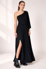 abito lungo monospalla nero
