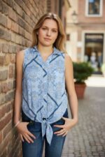 CAMICIA TOP SENZA MANICHE AZZURRA BY  ORSAY GERMANY - immagine 2
