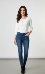 maglia bianca da donna a maniche a 3/4 by Orsay