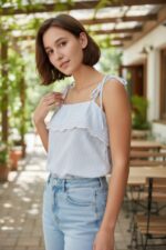 TOP DONNA A BLAZE BIANCO AZZURRO BY ORSAY