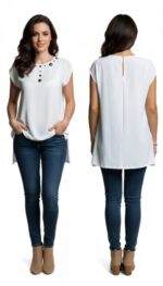 BLUSE DONNA BIANCO DAL TAGLIA DRITTO BY