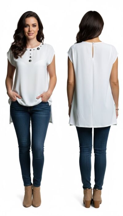 product-20233-0-9f08c72b-700 BLUSE DONNA BIANCO DAL TAGLIA DRITTO BY - immagine 1