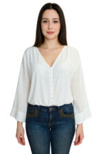 CAMICETTA BODY BIANCA CON SCOLLO A V
