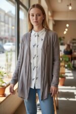 CARDIGAN DONNA  LEGGERO LUNGO TORTORA