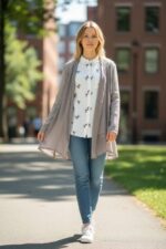 CARDIGAN DONNA  LEGGERO LUNGO TORTORA