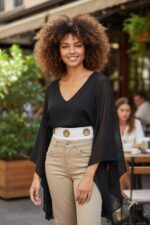 TOP NERO VELATO STILE MANTELLA