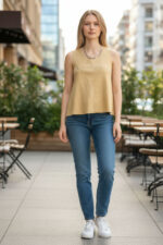 TOP SENZA MANICHE DONNA GIALLO CHIARO