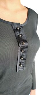 MAGLIETTA ORIGINAL MARINES A MANICHE LUNGHE NERA con bottoni decorativi - immagine 4