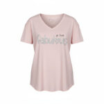 MAGLIETTA ORSAY ROSA CON SCRITTA  GLITTER ARGENTO