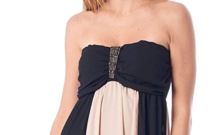 robe longue bustier bicolore rose et noire