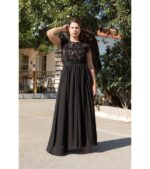 abito lungo di pizzo nero by HELLEN BARRETT
