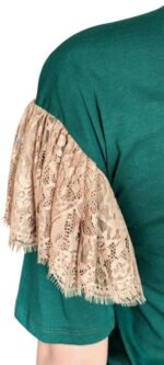 abito t-shirt verde con pizzo laterale e la stampa "CALIFORNIA" by j'aime - immagine 4
