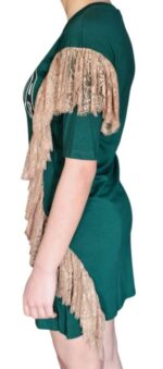 abito t-shirt verde con pizzo laterale e la stampa "CALIFORNIA" by j'aime - immagine 5